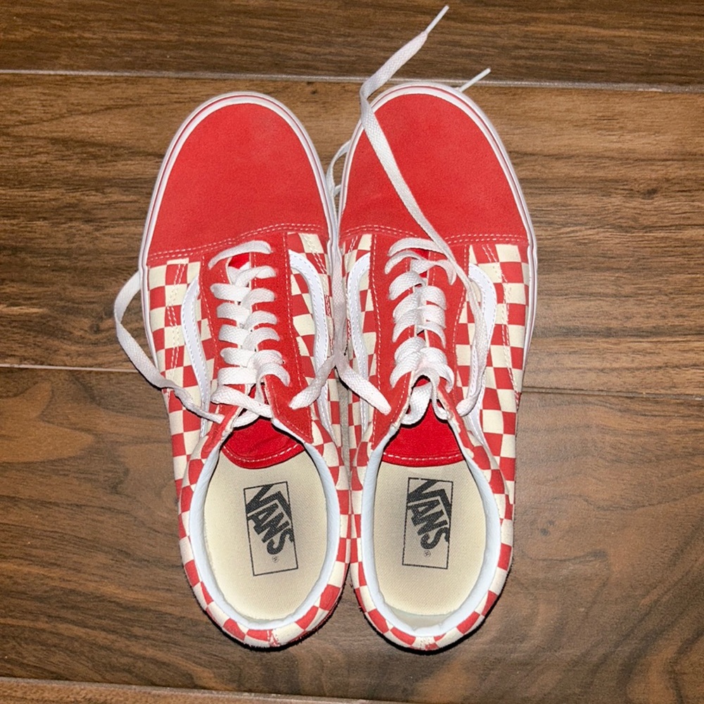 Vans with laces red white checkerboard and size 11